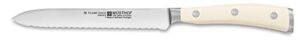 wusthof classic ikon 5-inch serrated utility knife, creme