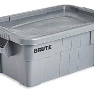 Rubbermaid Commercial Products BRUTE Tote Storage Bin with Lid, 14-Gallon, Gray, Rugged/Reusable Boxes for Moving/Camping/Garage/Basement Storage