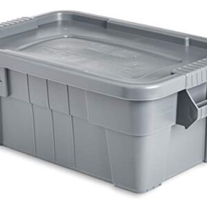 Rubbermaid Commercial Products BRUTE Tote Storage Bin with Lid, 14-Gallon, Gray, Rugged/Reusable Boxes for Moving/Camping/Garage/Basement Storage