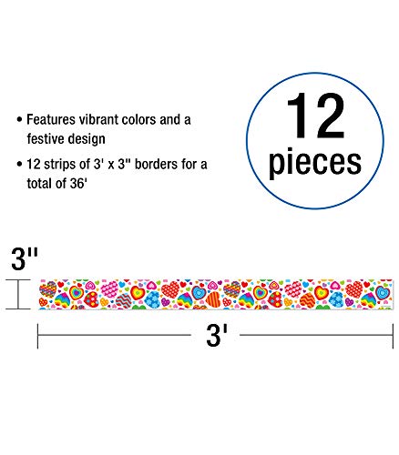 Carson Dellosa | Groovy Hearts Bulletin Board Borders | 12 Strips, 36ft