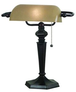 kenroy home classic banker lamp ,15.5 inch height, 13 inch width, 10.5 inch ext. with oil rubbed bronze finish