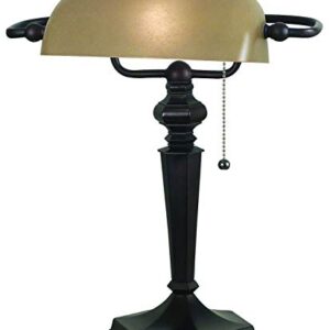 Kenroy Home Classic Banker Lamp ,15.5 Inch Height, 13 Inch Width, 10.5 Inch Ext. with Oil Rubbed Bronze Finish