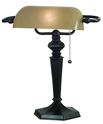 Kenroy Home Classic Banker Lamp ,15.5 Inch Height, 13 Inch Width, 10.5 Inch Ext. with Oil Rubbed Bronze Finish