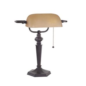 Kenroy Home Classic Banker Lamp ,15.5 Inch Height, 13 Inch Width, 10.5 Inch Ext. with Oil Rubbed Bronze Finish