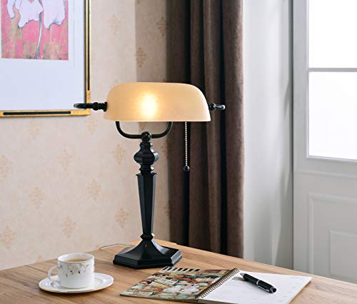 Kenroy Home Classic Banker Lamp ,15.5 Inch Height, 13 Inch Width, 10.5 Inch Ext. with Oil Rubbed Bronze Finish