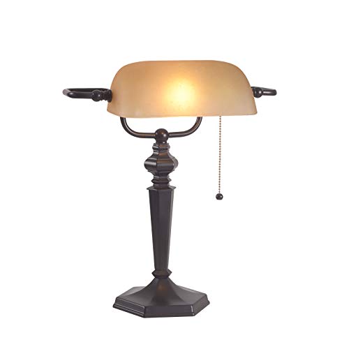 Kenroy Home Classic Banker Lamp ,15.5 Inch Height, 13 Inch Width, 10.5 Inch Ext. with Oil Rubbed Bronze Finish