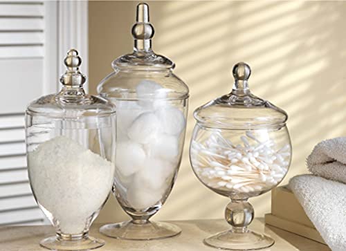 Apothecary Jars with Lids Set of 3 - Home Essentials & Beyond Candy Jars for Candy Buffet, Glass décor, Laundry Room, Potpourri, and Bathroom