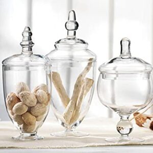 Apothecary Jars with Lids Set of 3 - Home Essentials & Beyond Candy Jars for Candy Buffet, Glass décor, Laundry Room, Potpourri, and Bathroom