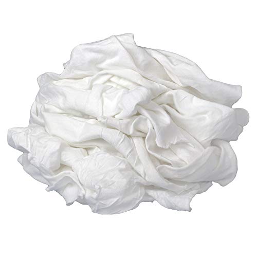 Buffalo Industries (60200) New White Bleached Knit Rags, 1 lb. box - All-Purpose Wiping, Cleaning, Polishing, Medium-Weight T-shirt Material, Washed and Bleached for Super Absorbency and Low-Linting