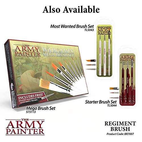 The Army Painter Wargamer: Regiment - Rotmarder Sable Miniature Paint Brush Set Rotmarder - Fine Detail Paint Brush, Basecoat Brush for Wargames, Paint Brushes for Miniature Painting & Paint Sets
