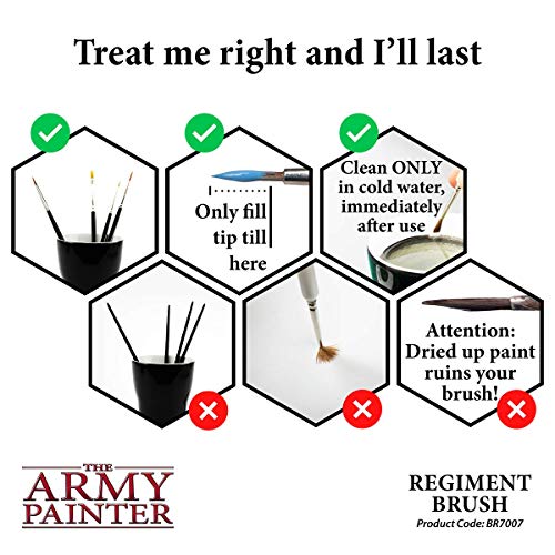 The Army Painter Wargamer: Regiment - Rotmarder Sable Miniature Paint Brush Set Rotmarder - Fine Detail Paint Brush, Basecoat Brush for Wargames, Paint Brushes for Miniature Painting & Paint Sets