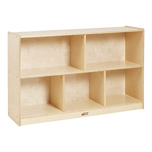 ECR4Kids - ELR-0420 Birch 5-Section School Classroom Storage Cabinet with Casters, Natural, 30" H