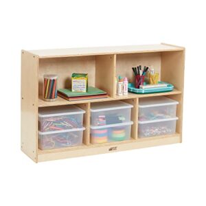 ECR4Kids - ELR-0420 Birch 5-Section School Classroom Storage Cabinet with Casters, Natural, 30" H