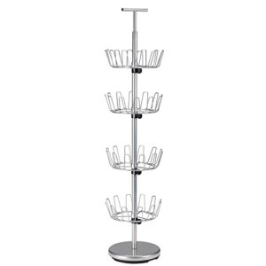household essentials revolving four-tier shoe tree, silver finish
