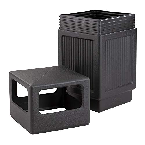 Safco Products Canmeleon Outdoor/Indoor Recessed Panel Trash Can 9476BL, Black, Decorative Fluted Panels, 38-Gallon Capacity