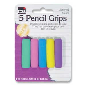 charles leonard soft cushioned foam pencil grips, assorted colors, 5-pack (80805)