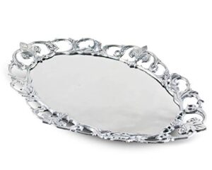 arthur court designs aluminum fleur-de-lis oval serving tray 20 inch x 13.5 inch