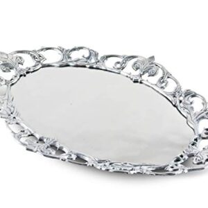 Arthur Court Designs Aluminum Fleur-De-Lis Oval Serving Tray 20 inch x 13.5 inch