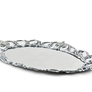 Arthur Court Designs Aluminum Fleur-De-Lis Oval Serving Tray 20 inch x 13.5 inch