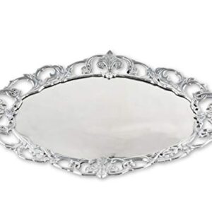 Arthur Court Designs Aluminum Fleur-De-Lis Oval Serving Tray 20 inch x 13.5 inch