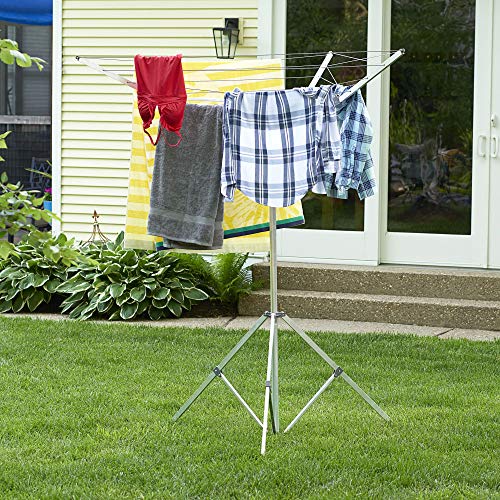 Household Essentials 17125-1 Portable Umbrella Drying Rack | Aluminum | 18-Lines with 64 ft. Clothesline