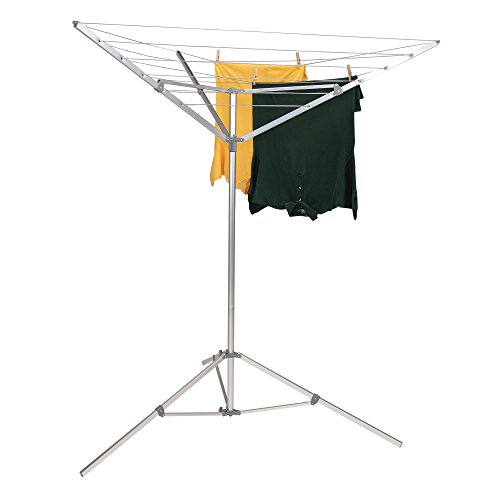 Household Essentials 17125-1 Portable Umbrella Drying Rack | Aluminum | 18-Lines with 64 ft. Clothesline