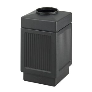 safco products 9475bl canmeleon recessed panel waste receptacle, top open, 38 gallon, black