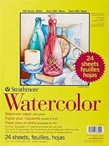 strathmore 300 series watercolor paper pad, 9×12 inches, 24 sheets (140lb/300g) – artist paper for adults and students – watercolors, mixed media, markers and art journaling