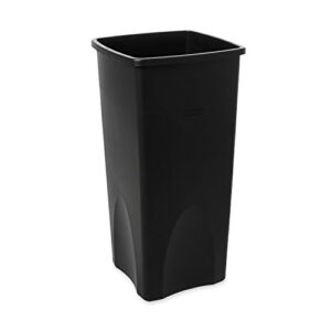 rubbermaid commercial products untouchable square trash/garbage can, 23-gallon, black, wastebasket for outdoor/restaurant/school/kitchen