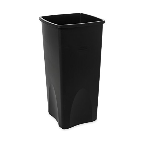 Rubbermaid Commercial Products Untouchable Square Trash/Garbage Can, 23-Gallon, Black, Wastebasket for Outdoor/Restaurant/School/Kitchen