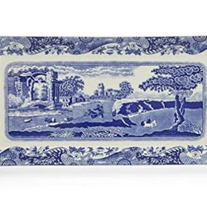 Spode Blue Italian Sandwich Tray | Serving Platter for Tea Sandwiches, Desserts, and Appetizers | Porcelain | Measures 13-Inches | Dishwasher Safe (Blue/ White)