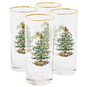 spode christmas tree hiball glasses, set of 4