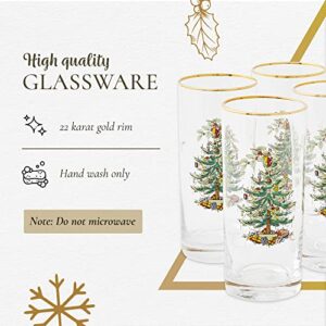 Spode Christmas Tree Hiball Glasses, Set of 4