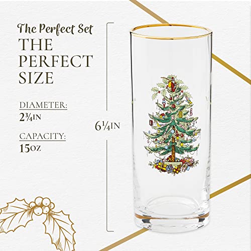 Spode Christmas Tree Hiball Glasses, Set of 4