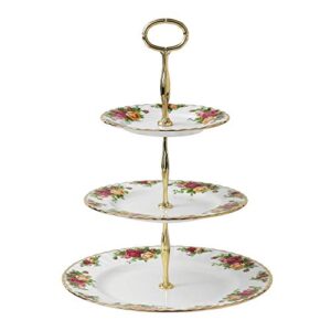 royal albert old country roses three-tier cake stand, 11.5″, multi