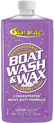 STAR BRITE Boat Wash & Wax - Heavy Duty Concentrate - Clean, Shine & Protect in One Easy Step - Blueberry Scent - 16 OZ (089816)