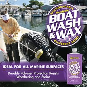 STAR BRITE Boat Wash & Wax - Heavy Duty Concentrate - Clean, Shine & Protect in One Easy Step - Blueberry Scent - 16 OZ (089816)