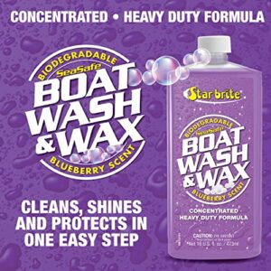 STAR BRITE Boat Wash & Wax - Heavy Duty Concentrate - Clean, Shine & Protect in One Easy Step - Blueberry Scent - 16 OZ (089816)