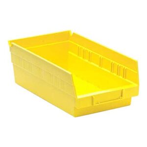 quantum storage qsb102yl 30-pack 4″ hanging plastic shelf bin storage containers, 11-5/8″ x 6-5/8″ x 4″, yellow