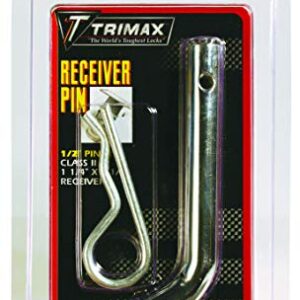 Trimax Deluxe 1/2" Dia. Receiver Pin & Clip SP125, Clam Packaging, Chrome