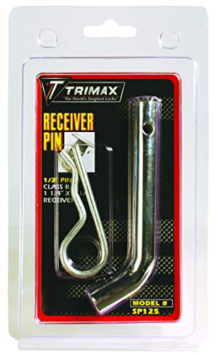 Trimax Deluxe 1/2" Dia. Receiver Pin & Clip SP125, Clam Packaging, Chrome