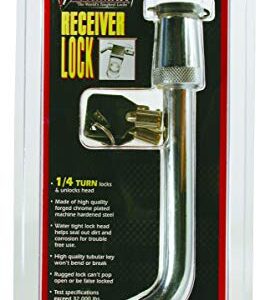 Trimax Deluxe 5/8" Dia. Key Bent Pin Receiver Lock, 3-1/2" Span TR200, Clam Packaging, Chrome