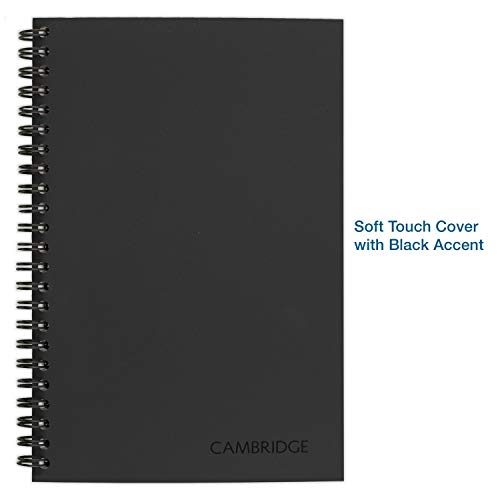 Cambridge Business Notebook, Legal Ruled, 5" x 8", Small, Wirebound, 80 Sheets, Black (06074)