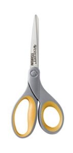 westcott 13529 8″ straight titanium bonded scissors with soft handle, grey/yellow