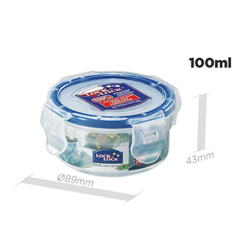 LockandLock Round Food Container with Leak Proof Locking Lid, Short, 0.4-Cup, 3 Fluid Ounce