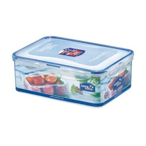 locknlock easy essentials food storage lids/airtight containers, bpa free, rectangle-88 oz-for rice, clear