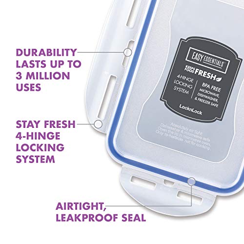 LocknLock Easy Essentials Food Storage lids/Airtight containers, BPA Free, Rectangle-54 oz-for Veggies, Clear