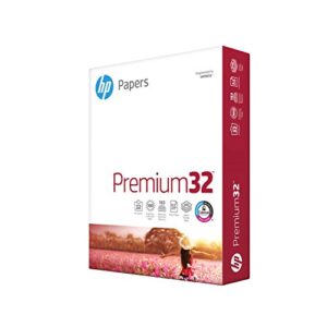 hp paper printer | 8.5 x 11 paper | premium 32 lb | 1 ream – 500 sheets | 100 bright | made in usa – fsc certified | 113100r