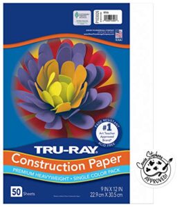 pacon tru-ray heavyweight construction paper, white, 9″ x 12″, 50 sheets