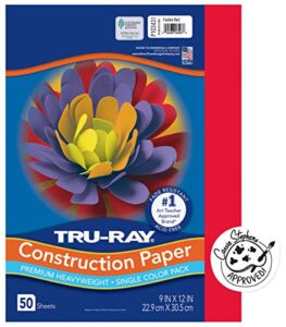 pacon – 103031 pacon tru-ray heavyweight construction paper, festive red, 9″ x 12″, 50 sheets – 103431